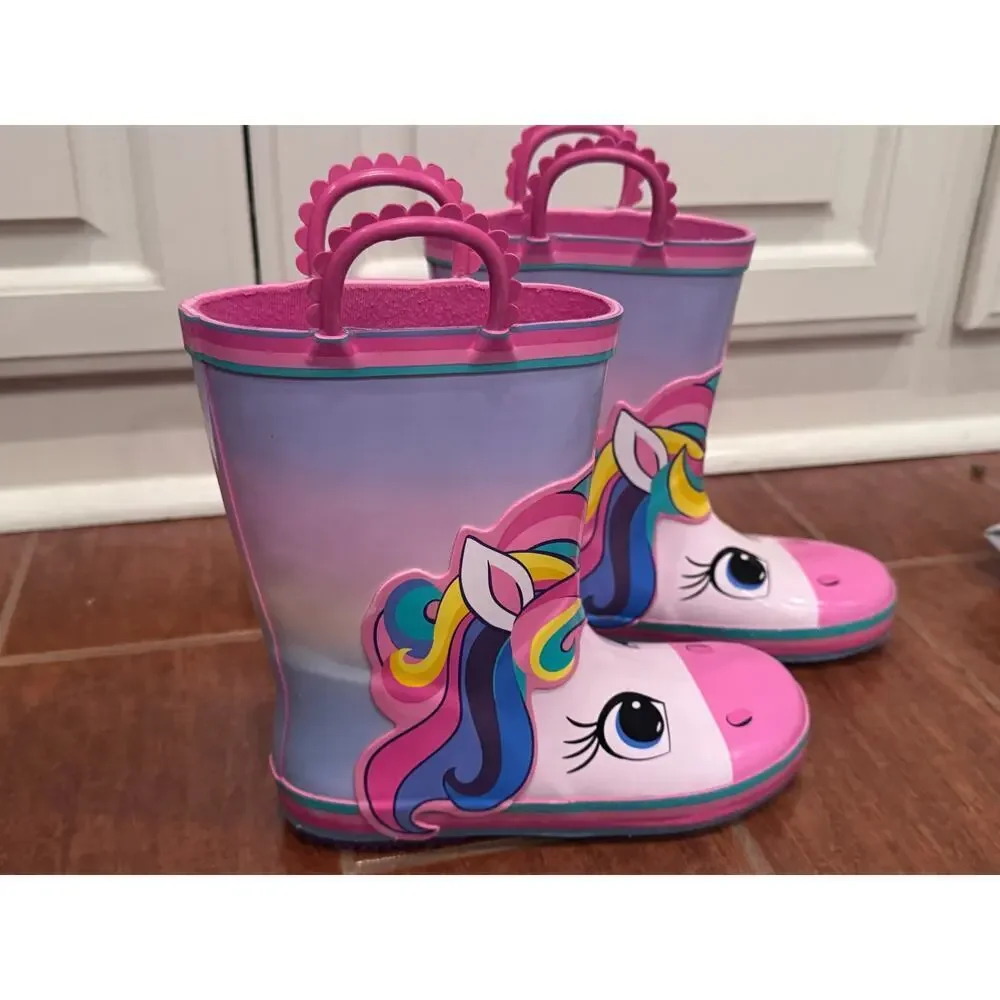 Members Mark Unicorn Rain Boots Waterproof Rubber Boots Toddler Girls Sz 13/1